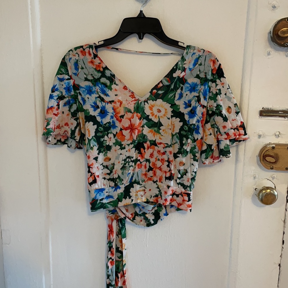 Zara Open Back Floral Blouse